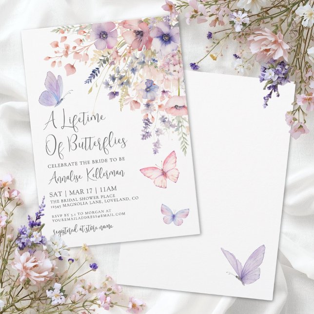 Schmetterling Wildblumen Brautparty Einladung (Butterfly Wildflower Bridal Shower Invitation)