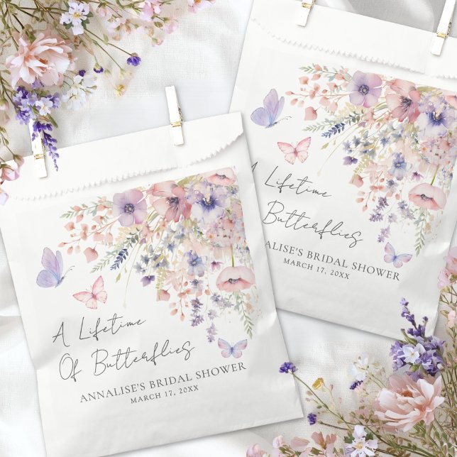 Schmetterling Wildblumen Brautparty Geschenktütchen (Butterfly Wildflower Bridal Shower Favor Bag)