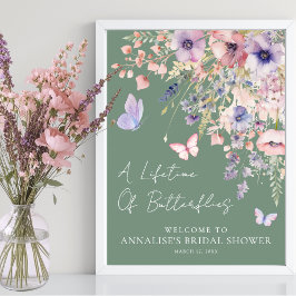 Schmetterling Wildblumen Brautparty Poster