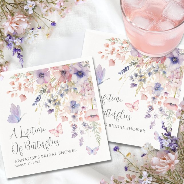 Schmetterling Wildblumen Brautparty Serviette (Butterfly Wildflower Bridal Shower Napkins)