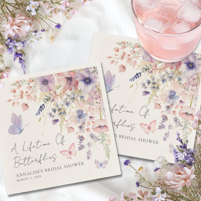 Schmetterling Wildblumen Brautparty Serviette (Butterfly Wildflower Bridal Shower Napkins)