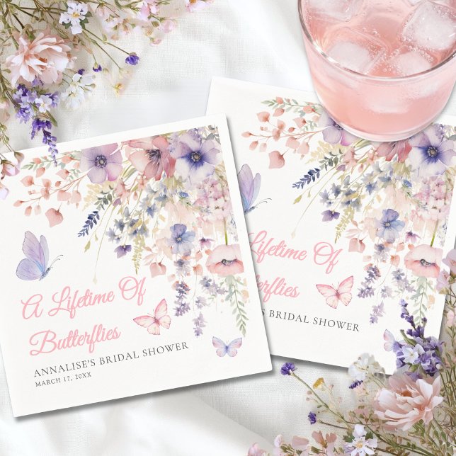 Schmetterling Wildblumen Brautparty Serviette (Butterfly Wildflower Bridal Shower Napkins)