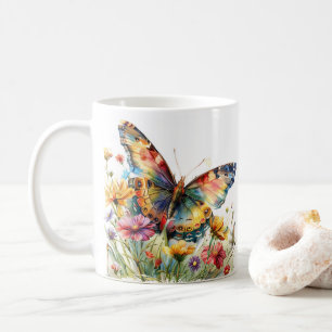Schmetterling & Wildblumen Kaffeezubereitung Tasse