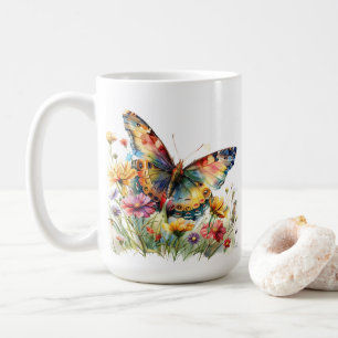 Schmetterling & Wildblumen Kaffeezubereitung Tasse