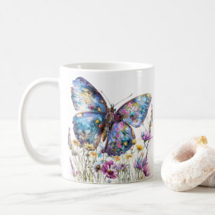 Schmetterling & Wildblumen Kaffeezubereitung Tasse