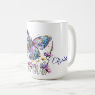 Schmetterling & Wildblumen Kaffeezubereitung Tasse