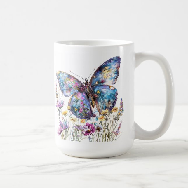 Schmetterling & Wildblumen Kaffeezubereitung Tasse (Rechts)