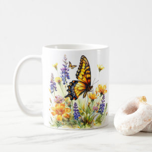 Schmetterling & Wildblumen Kaffeezubereitung Tasse
