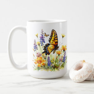 Schmetterling & Wildblumen Kaffeezubereitung Tasse