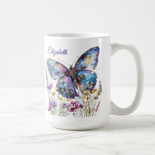 Schmetterling & Wildblumen Kaffeezubereitung Tasse (Rechts)
