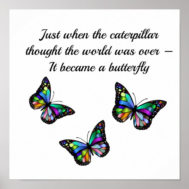 Schmetterling-Zitat zur Inspiration Poster (Vorne)