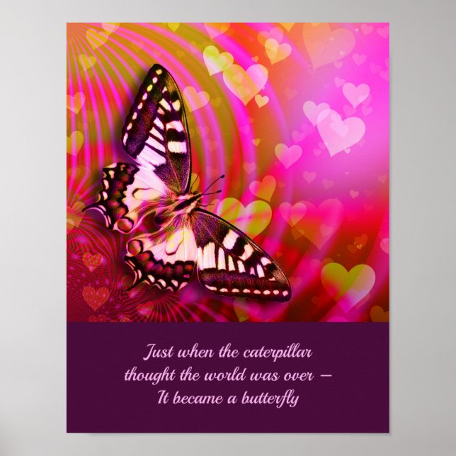 Schmetterling-Zitat zur Inspiration Poster (Vorne)