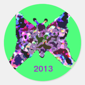 Schmetterling zum Viel Glück für Neujahr Runder Aufkleber