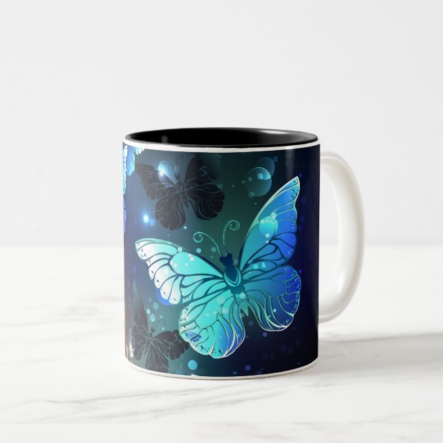 Schmetterling Zweifarbige Tasse (VorderseiteRechts)