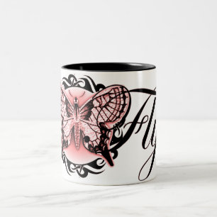 Schmetterling. Zweifarbige Tasse