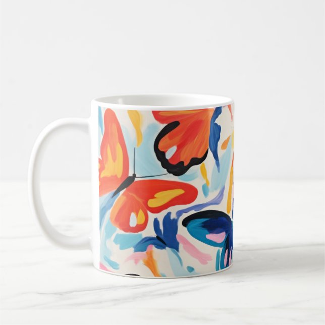 Schmetterlinge abstrakte Malerei. Kaffeetasse (Links)