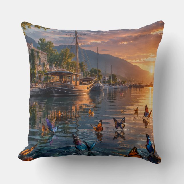 Schmetterlinge am Hafen Kissen (Vorderseite)