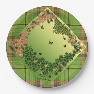 Schmetterlinge am Morgen/Kariert Pappteller