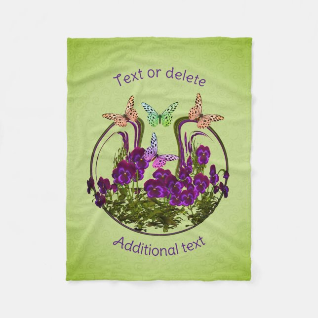 Schmetterlinge auf Abstrakter Blume Personalisiert Fleecedecke (Vorderseite)