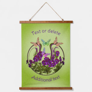 Schmetterlinge auf Abstrakter Blume Personalisiert Wandteppich Mit Holzrahmen