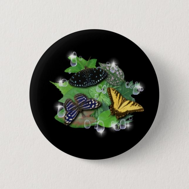 Schmetterlinge auf Blätter Button (Vorderseite)