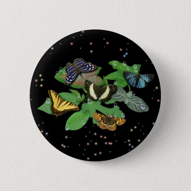 Schmetterlinge auf Blätter Button (Vorderseite)