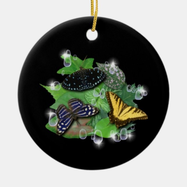Schmetterlinge auf Blätter Keramik Ornament (Vorne)