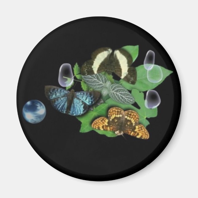 Schmetterlinge auf Blätter Magnet (Vorne)