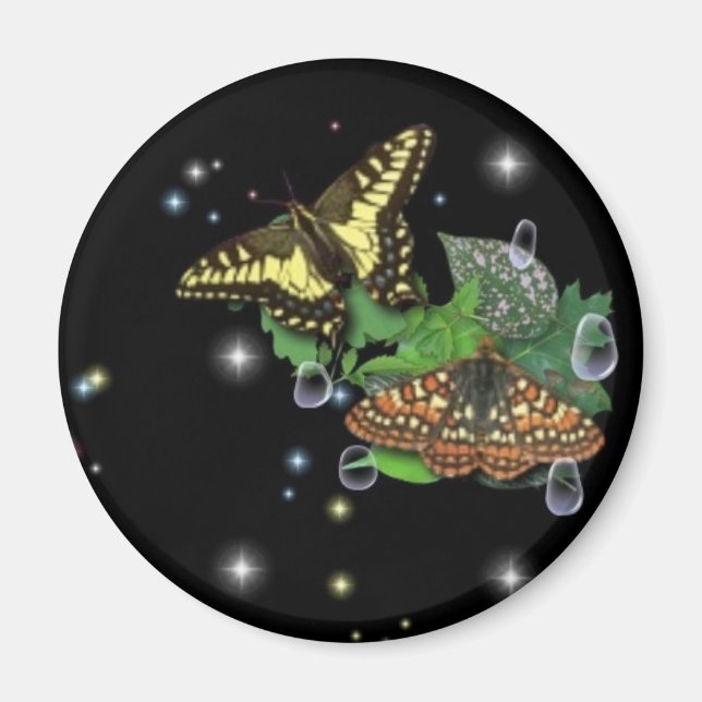 Schmetterlinge auf Blätter Magnet (Vorne)