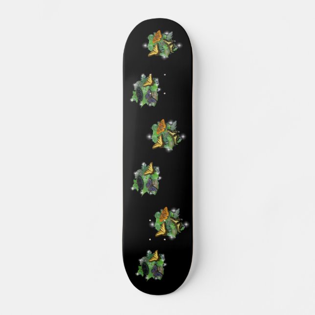 Schmetterlinge auf Blätter Skateboard (Vorderseite)