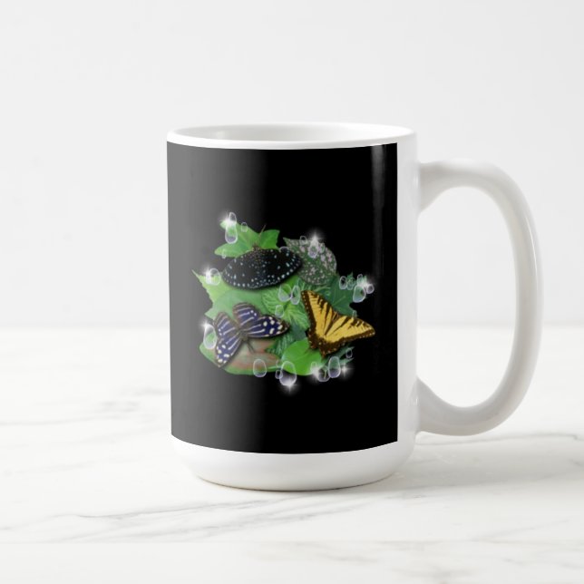 Schmetterlinge auf Blätter Tasse (Rechts)