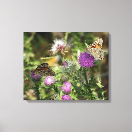 Schmetterlinge auf Blume Foto Single Print Leinwanddruck