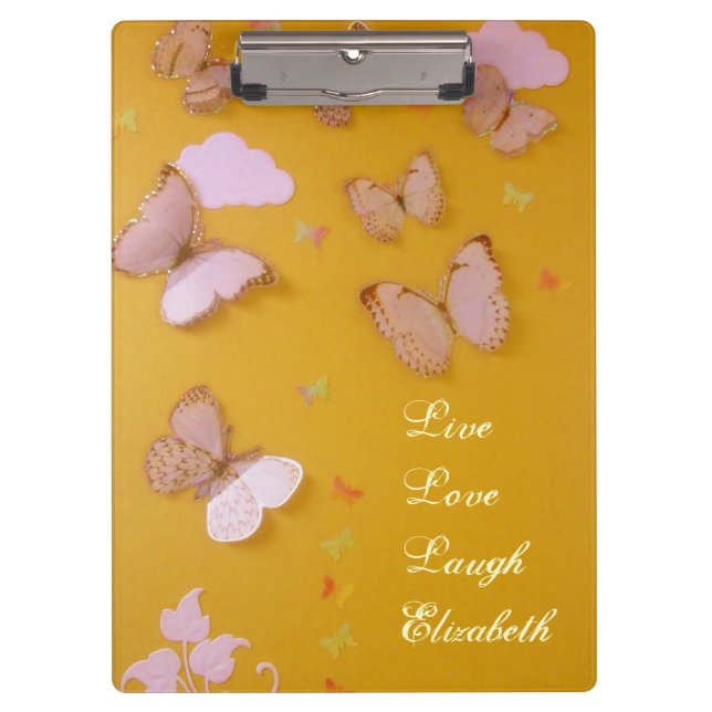 Schmetterlinge auf dem Gold personalisiert Klemmbrett (Vorderseite)