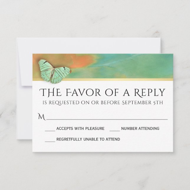 Schmetterlinge auf der Hochzeit des RSVP in Südwes Karte (Vorderseite)
