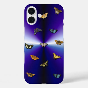 Schmetterlinge auf lila Regenbogen iPhone 16 Plus Hülle