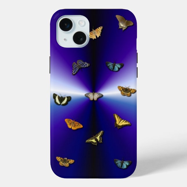 Schmetterlinge auf lila Regenbogen Case-Mate iPhone Hülle (Rückseite)