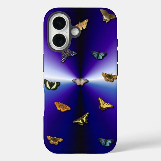 Schmetterlinge auf lila Regenbogen Case-Mate iPhone Hülle (Rückseite)