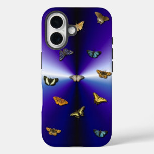 Schmetterlinge auf lila Regenbogen iPhone 16 Hülle