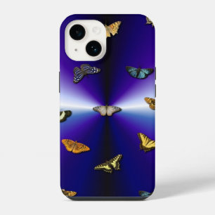 Schmetterlinge auf lila Regenbogen iPhone 14 Hülle