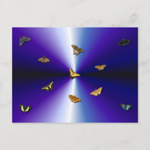Schmetterlinge auf lila Regenbogen Postkarte