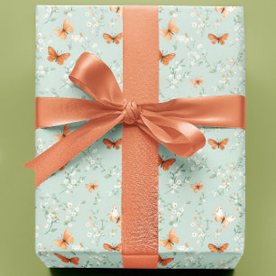 Schmetterlinge auf Minzgrün Geschenkpapier