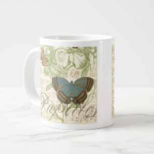 Schmetterlinge auf Noten mit Blumendesign Jumbo-Tasse