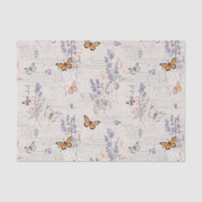 Schmetterlinge auf Wildblumen Seidenpapier (Vorderseite)