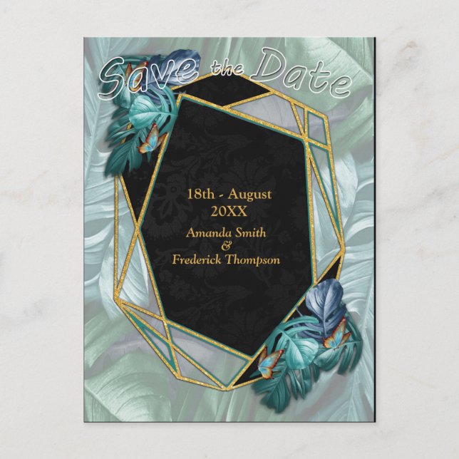 Schmetterlinge aus Paradies/tropisch-türkisfarbene Ankündigungspostkarte (Vorderseite)