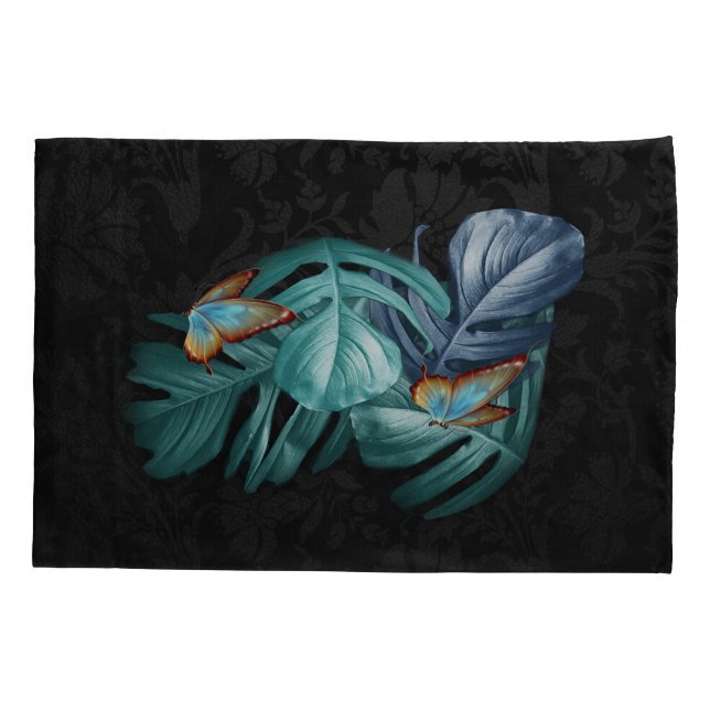 Schmetterlinge aus Paradies/tropisch-türkisfarbene Kissenbezug (Rückseite)