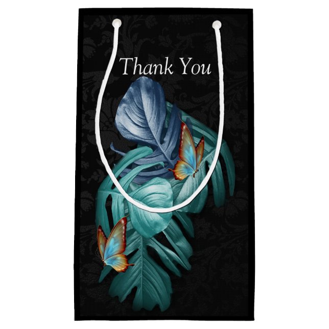 Schmetterlinge aus Paradies/tropisch-türkisfarbene Kleine Geschenktüte (Vorderseite)