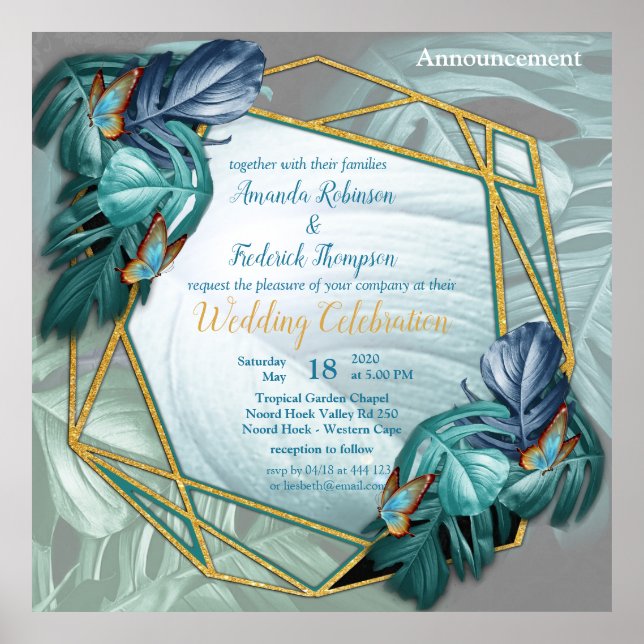 Schmetterlinge aus Paradies/tropisch-türkisfarbene Poster (Vorne)