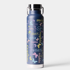 Schmetterlinge aus Regenbogen individuelle Name So Trinkflasche