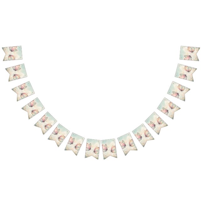 Schmetterlinge Baby Shower  Wimpelkette (Alle)