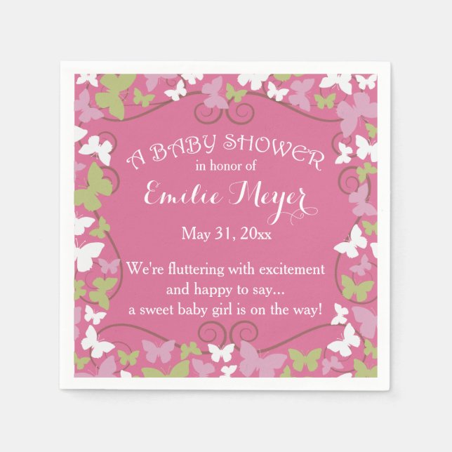 Schmetterlinge Babydusche verfügbar Napkins Serviette (Vorderseite)